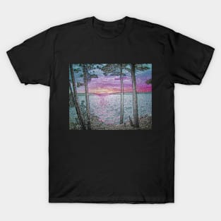 Lake Sunset-Colour Embossed -Available As Art Prints-Mugs,Cases,Duvets,T Shirts,Stickers,etc T-Shirt